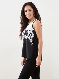Petite Mixed Media Print Sleeveless Blouse