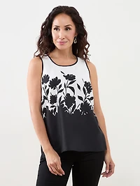Petite Mixed Media Print Sleeveless Blouse