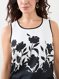 Petite Mixed Media Print Sleeveless Blouse