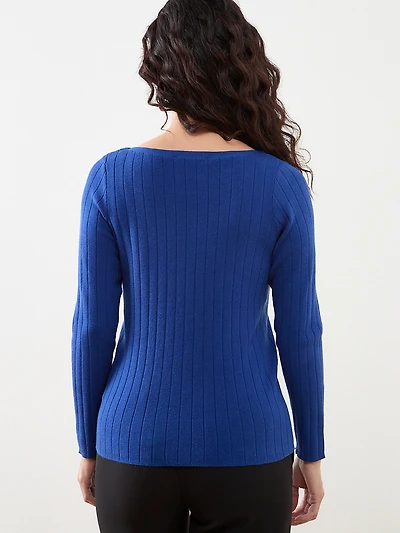 Petite Ribbed Boatneck Pullover