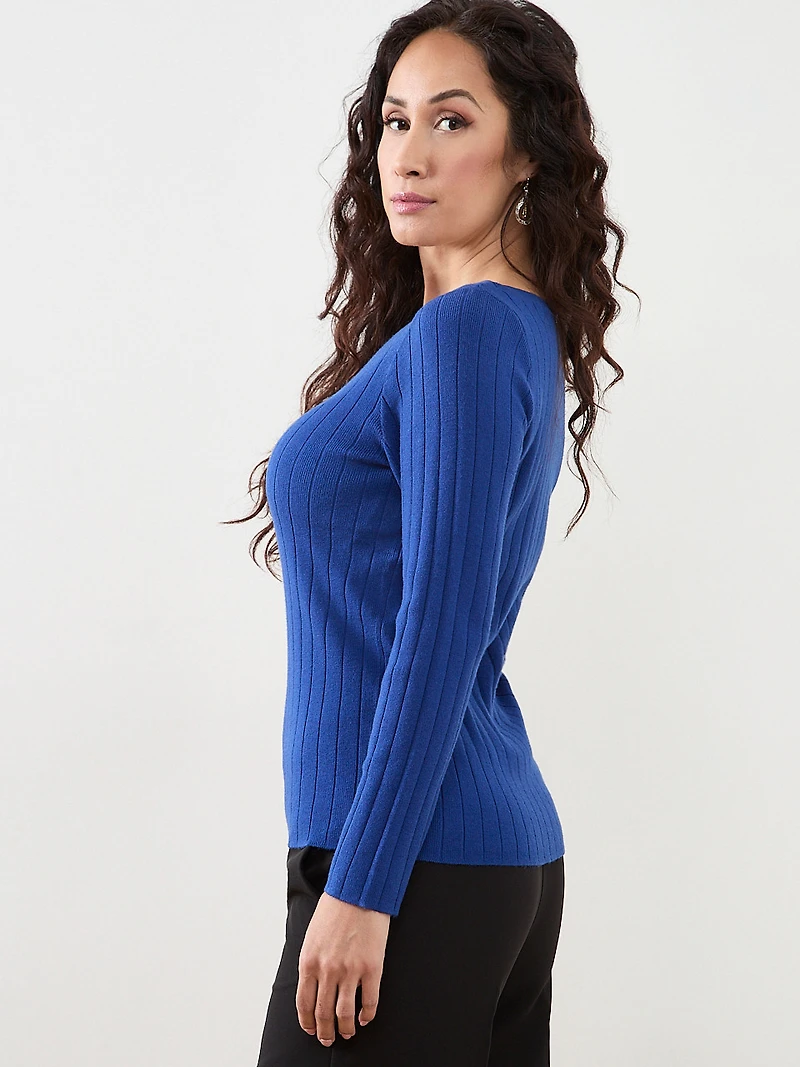 Petite Ribbed Boatneck Pullover