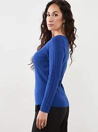 Petite Ribbed Boatneck Pullover