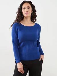 Petite Ribbed Boatneck Pullover