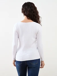 Petite Ribbed Boatneck Pullover Sweater
