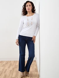 Petite Ribbed Boatneck Pullover Sweater