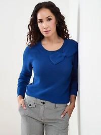 Petite Scoop Neck Bow Sweater