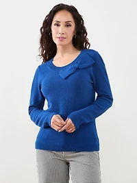 Petite Scoop Neck Bow Sweater