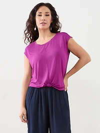 Petite Cap Sleeve Knot Front Top