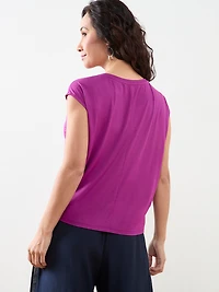 Petite Cap Sleeve Knot Front Top