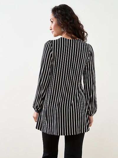 Petite V-Neck Mitered Stripe Top