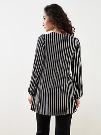 Petite V-Neck Mitered Stripe Top