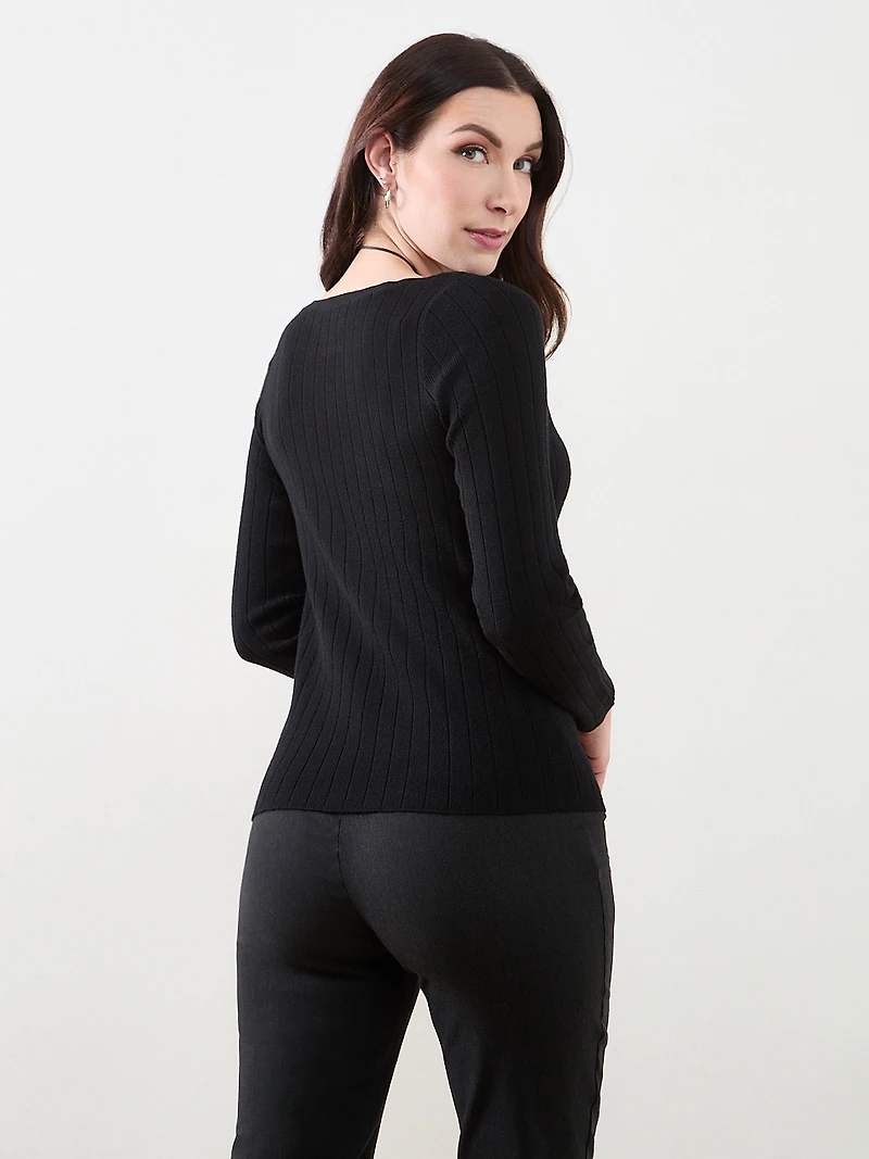 Ribbed Boatneck Pullover