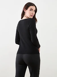 Ribbed Boatneck Pullover