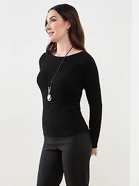Ribbed Boatneck Pullover