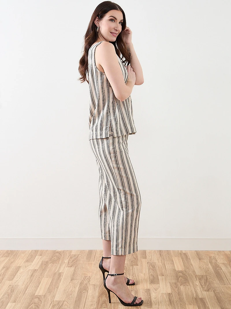 Sleeveless Button-Back Linen Blouse