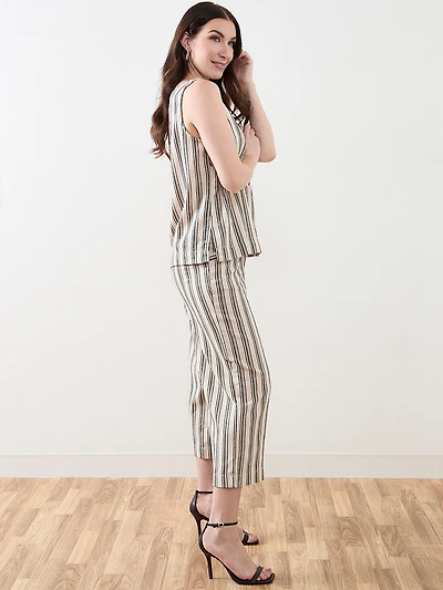 Sleeveless Button-Back Linen Blouse