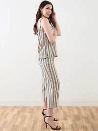 Sleeveless Button-Back Linen Blouse