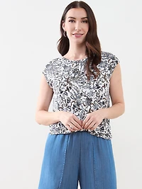 Cap Sleeve Knot-Front Top