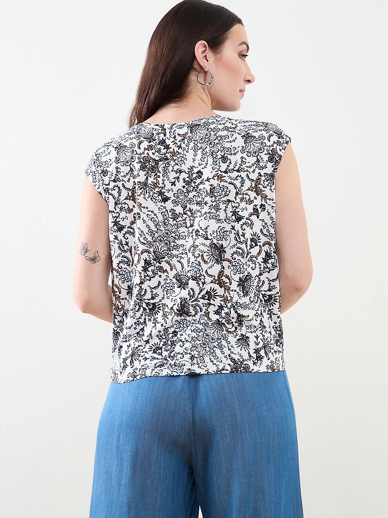 Cap Sleeve Knot-Front Top