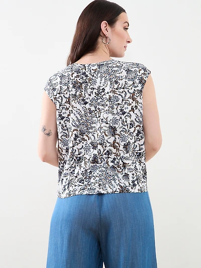 Cap Sleeve Knot-Front Top