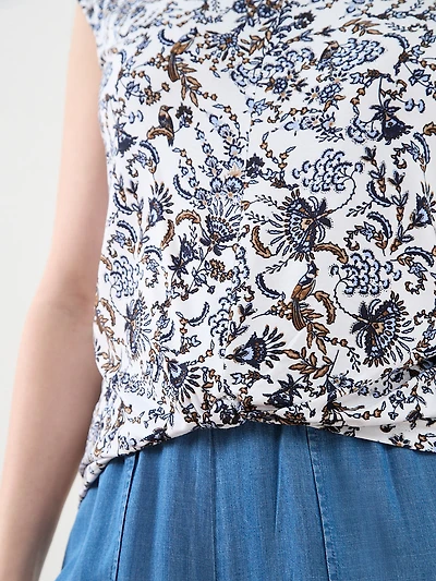 Cap Sleeve Knot-Front Top