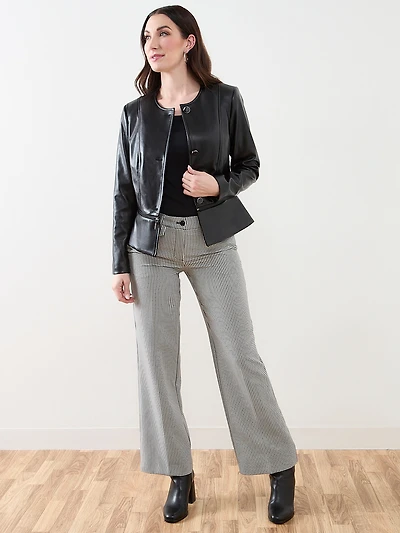 Vegan Leather Peplum Jacket