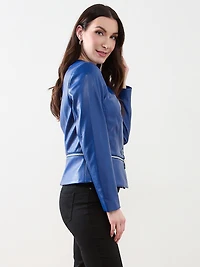 Vegan-Leather Peplum Jacket