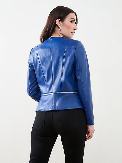 Vegan-Leather Peplum Jacket