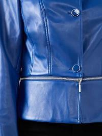 Vegan-Leather Peplum Jacket