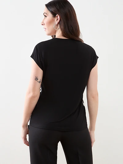 V-Neck Border Print Blouse