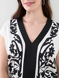 V-Neck Border Print Blouse