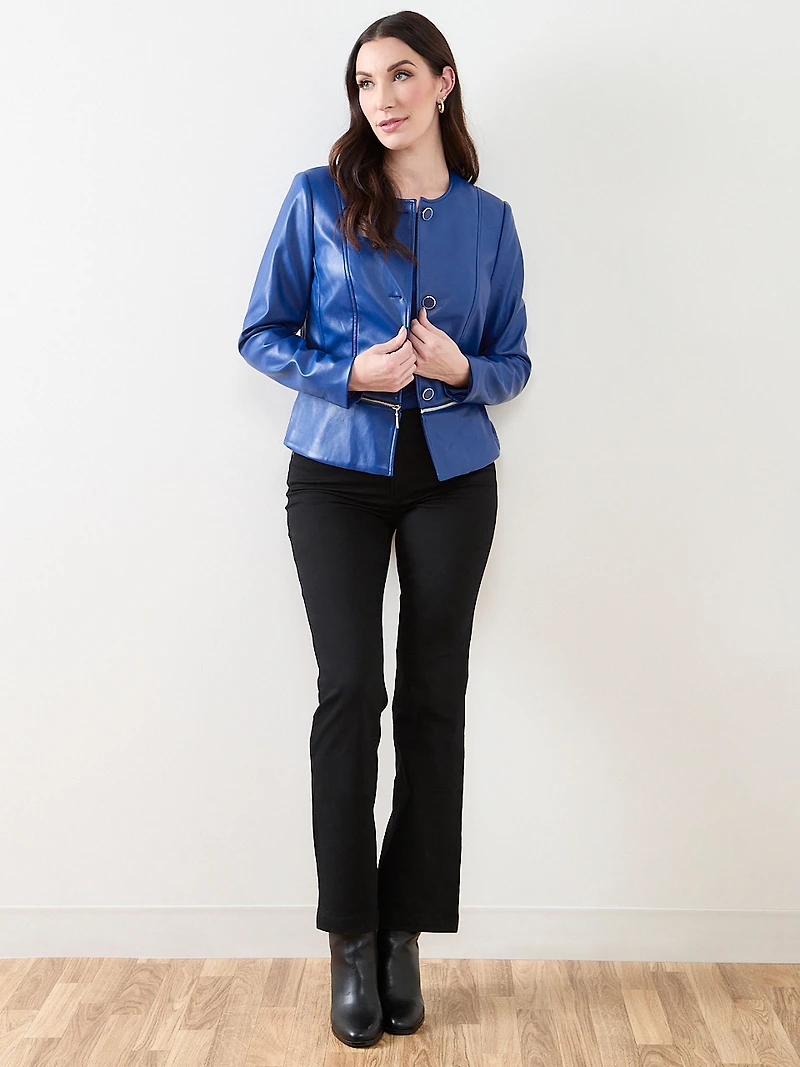 Vegan-Leather Peplum Jacket