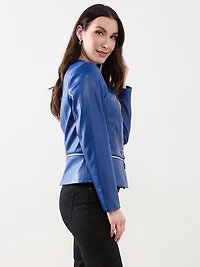 Vegan-Leather Peplum Jacket