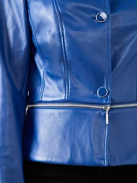 Vegan-Leather Peplum Jacket