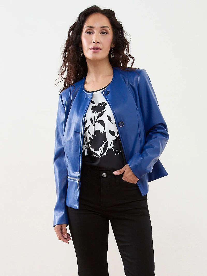 Vegan-Leather Peplum Jacket