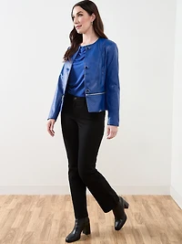 Vegan-Leather Peplum Jacket