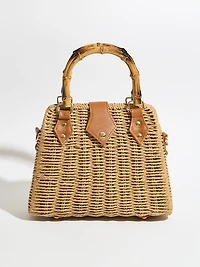 Woven Bamboo Handle Bag