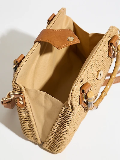 Woven Bamboo Handle Bag