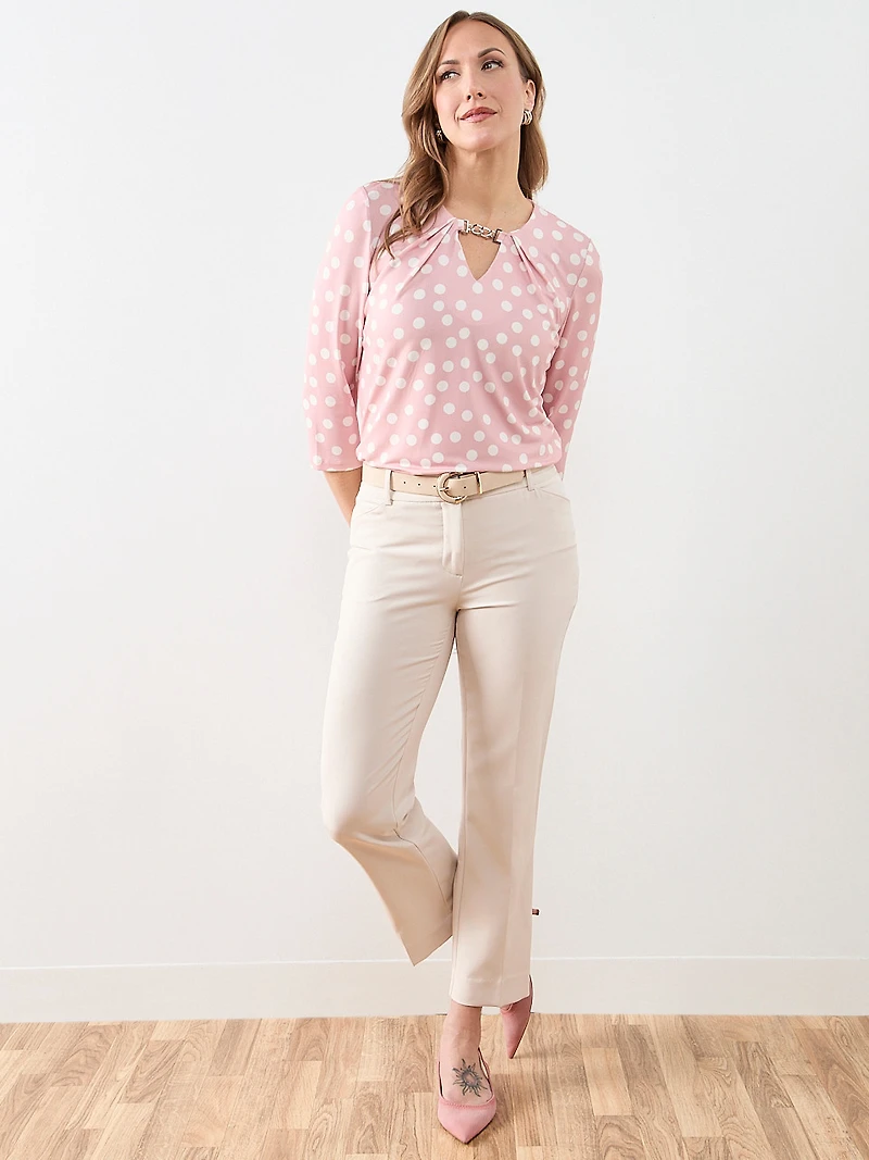 3/4 Sleeve Round Neck Hardware Top