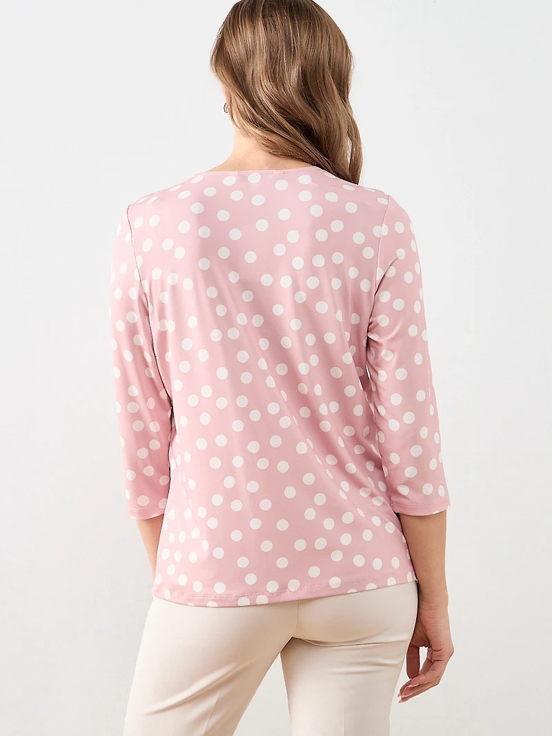 3/4 Sleeve Round Neck Hardware Top