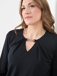 3/4 Sleeve Round Neck with Hardware Top
