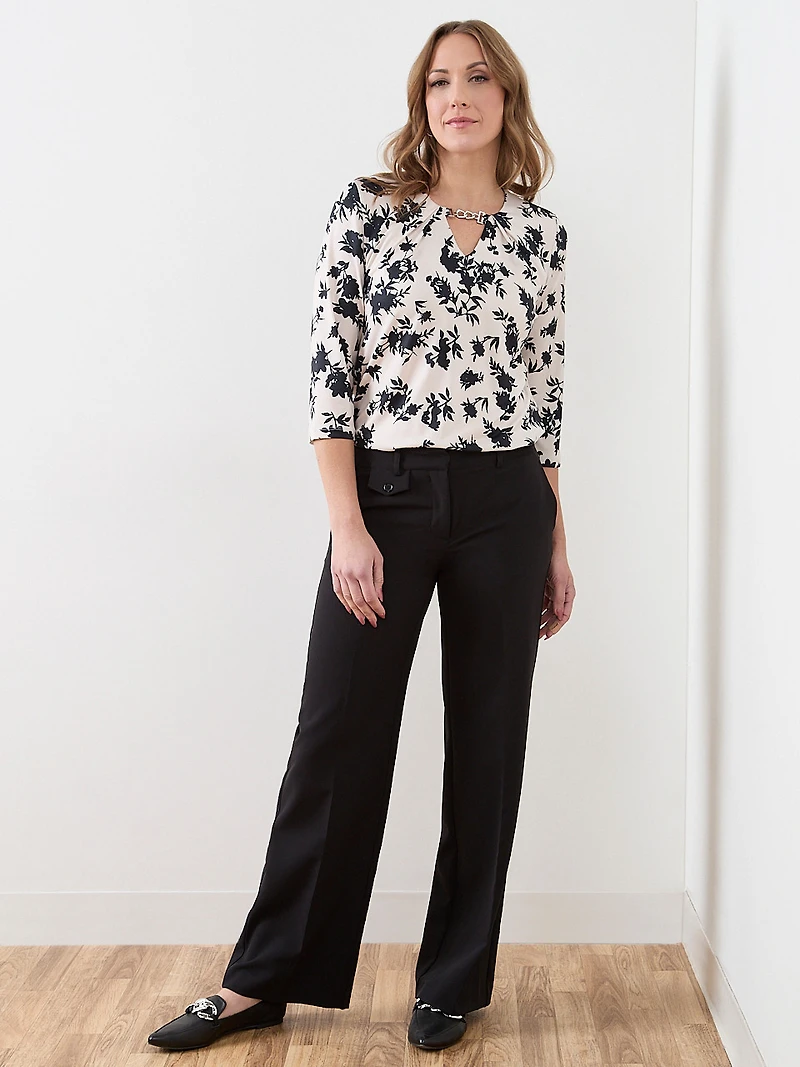 3/4 Sleeve Top with Neck Hardware