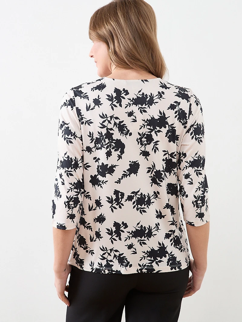 3/4 Sleeve Top with Neck Hardware
