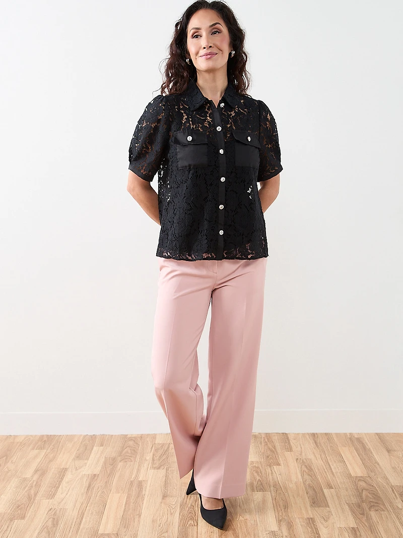 Hannah Dusty Pink Wide Leg Trouser