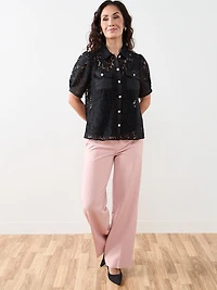 Hannah Dusty Pink Wide Leg Trouser