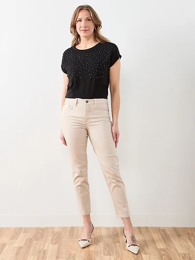 Lilly Coloured Ankle Jean in Stone