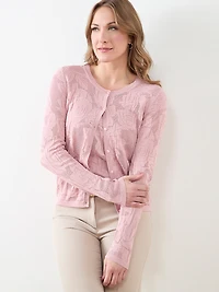 Long Sleeve Mesh Pattern Cardigan
