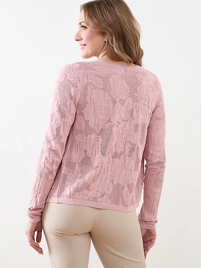 Long Sleeve Mesh Pattern Cardigan