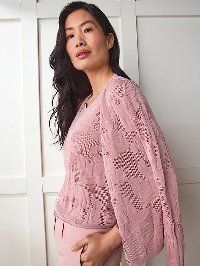 Long Sleeve Mesh Pattern Cardigan