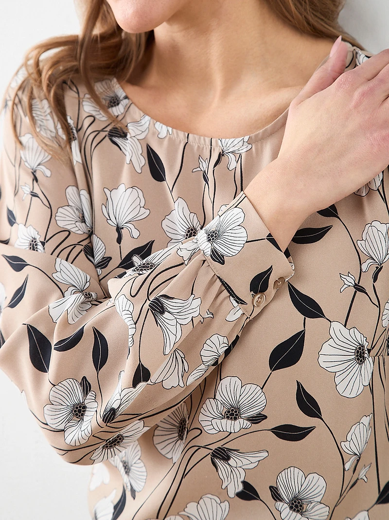 Long Sleeve Round Neck Blouse